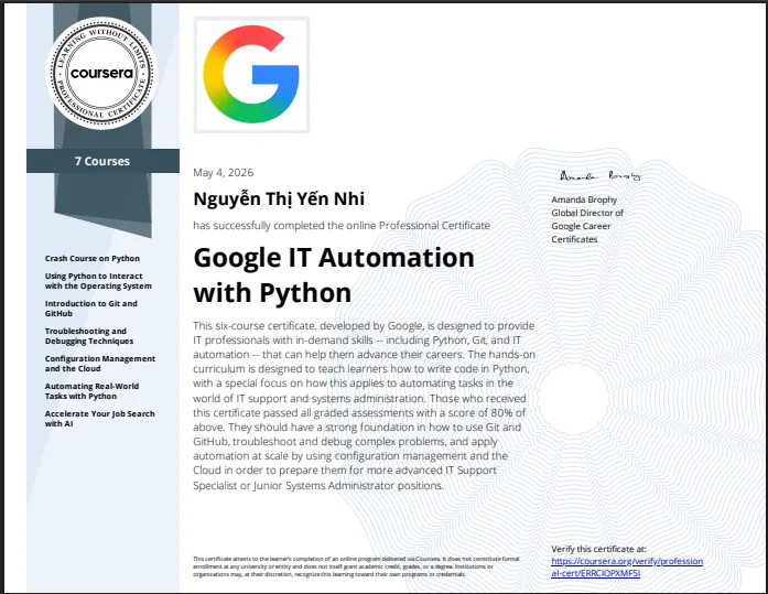 Google IT Automation with Python
