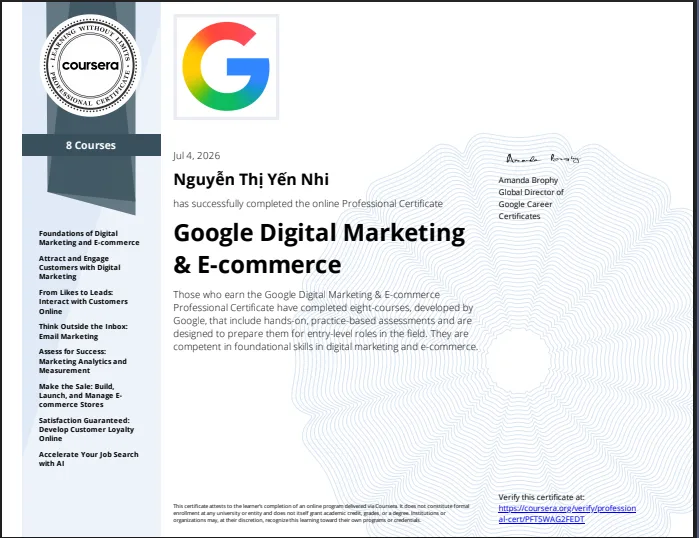 Google Digital Marketing & E-commerce